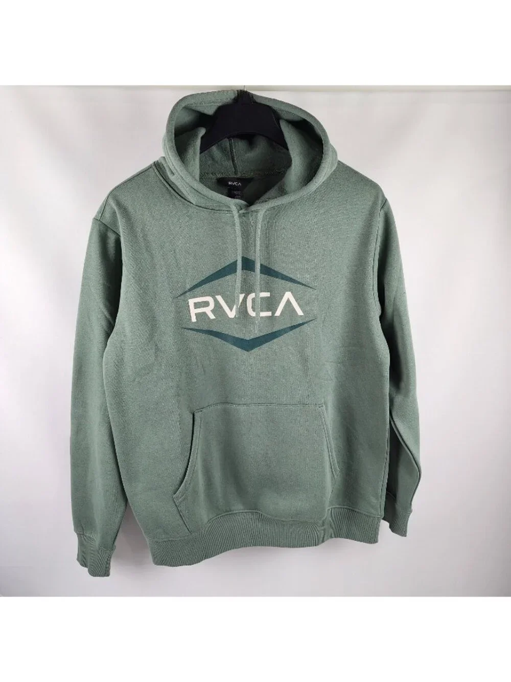 RVCA Hoodie Mens Medium Green Fleece Sweatshirt Logo NWT